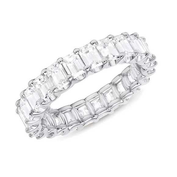 1CT CZ VVS1 Emerald Cut Eternity Wedding Band Ring - Picture 7 of 15